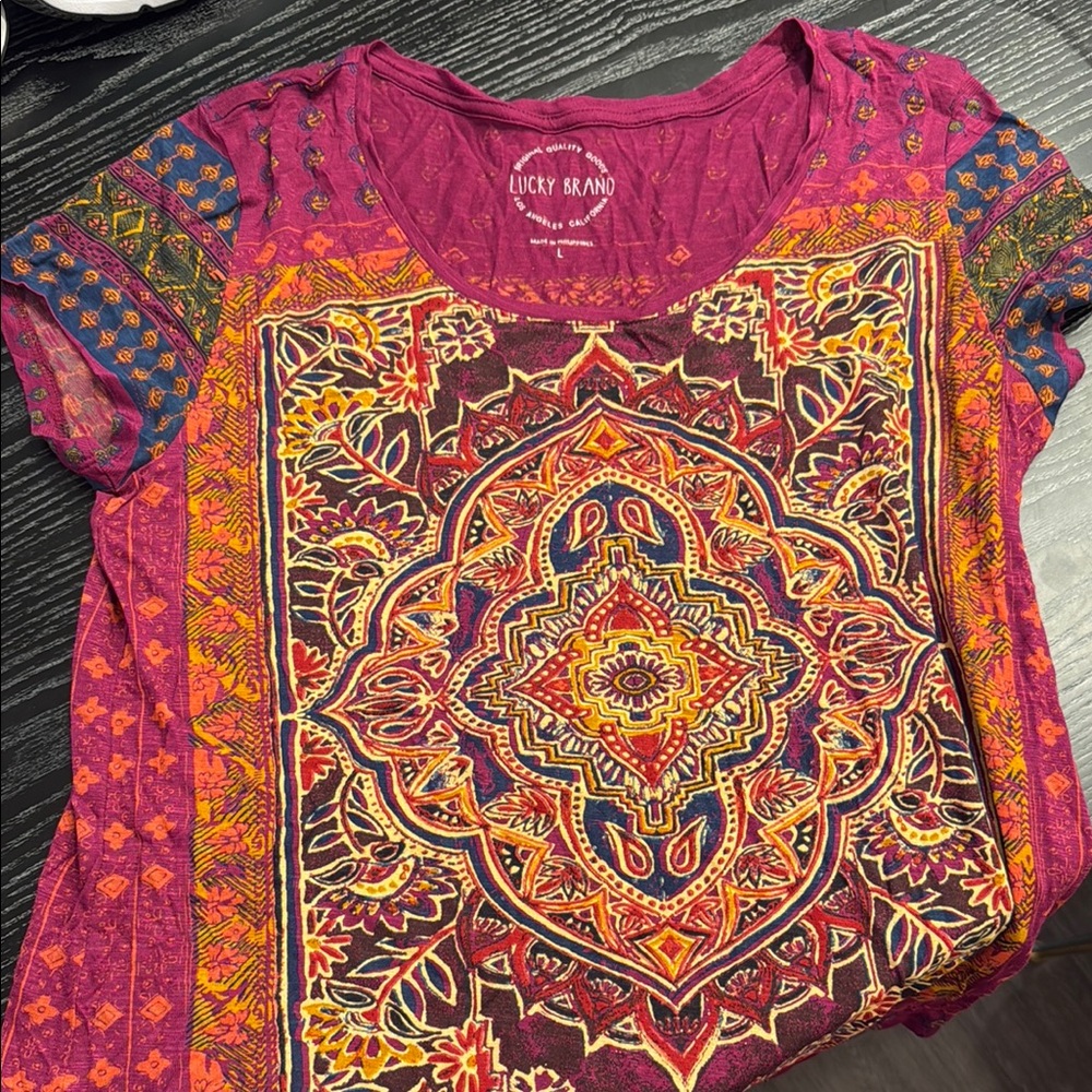 Lucky Brand Pink Graphic Short Sleeve Tee